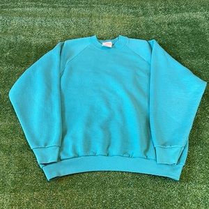 Vintage 90s blank turquoise/teal crewneck